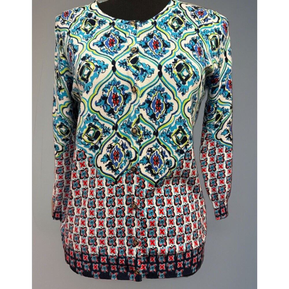 Joseph A Cardigan Medium Womens 3/4 Sleeve Colorful Button Up Gypsy Grannycore